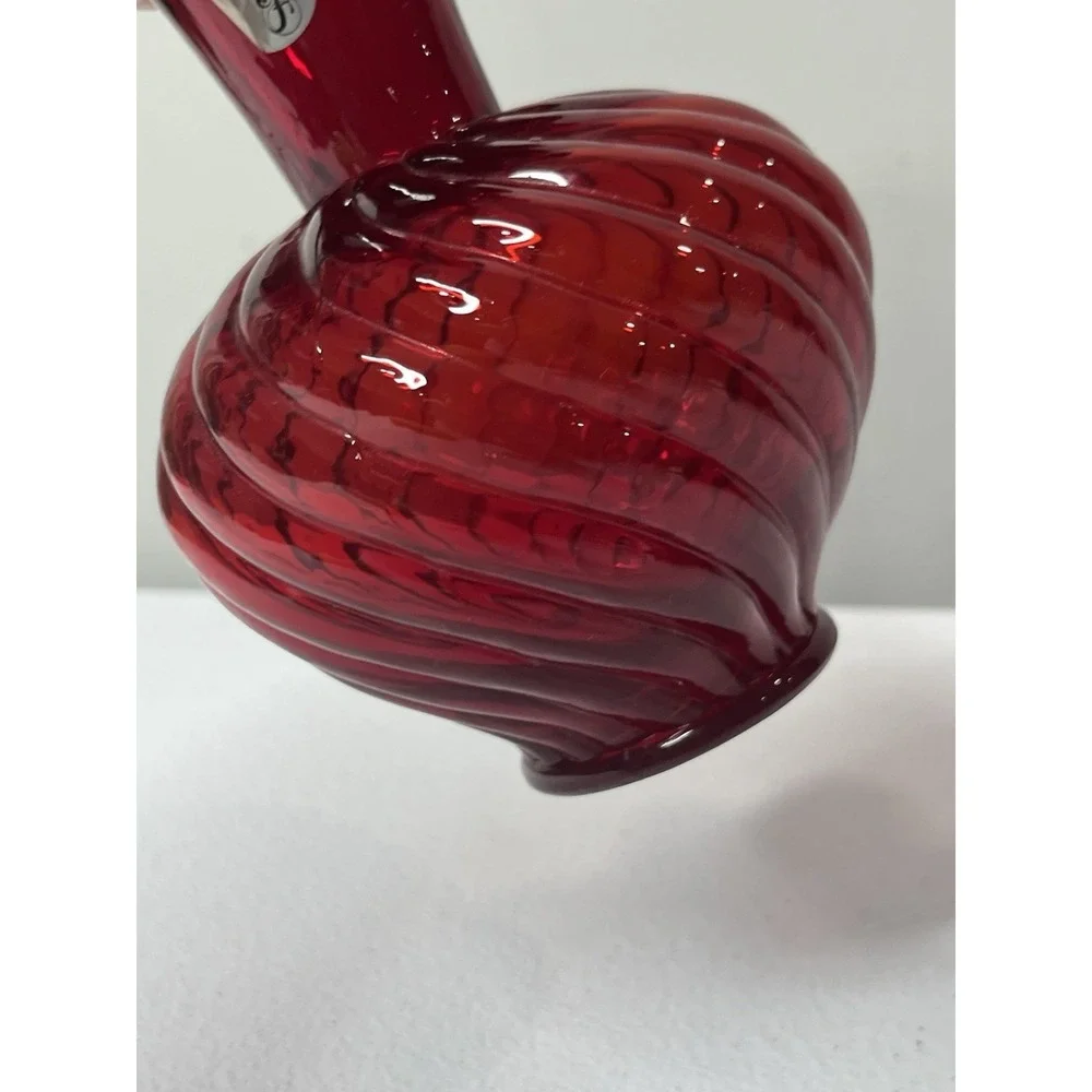 Fenton 95th Anniversary Ruby Red Vase‎ Swirl Vtg